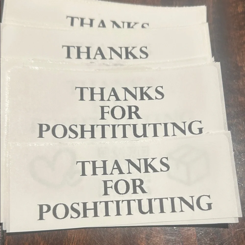 White 'Thanks for Poshtituting' Stickers